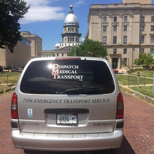 back of non-emergency transport van for senior citizens and the disabled springfield il