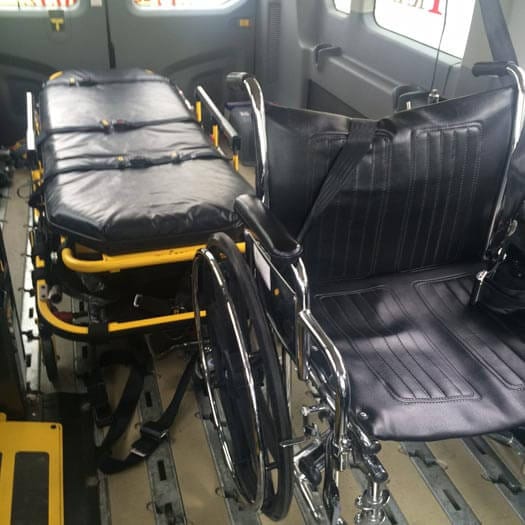 stretcher and wheelchair inside non-emergency transportation van springfield il