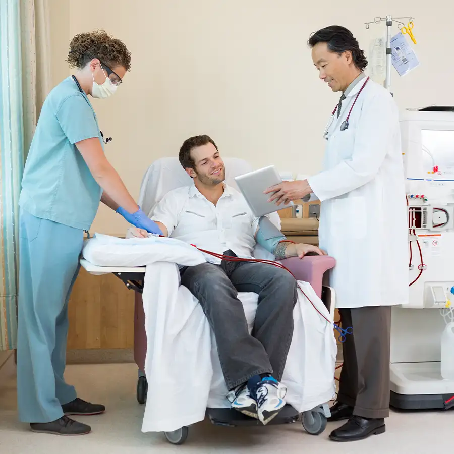 Dispatch Medical Transport, Inc. - man is kept comfortable during dialysis treatment - Springfield, IL