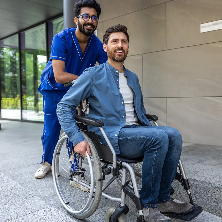 Dispatch Medical Transport, Inc. - man in wheelchair is released from the hospital - Springfield, IL